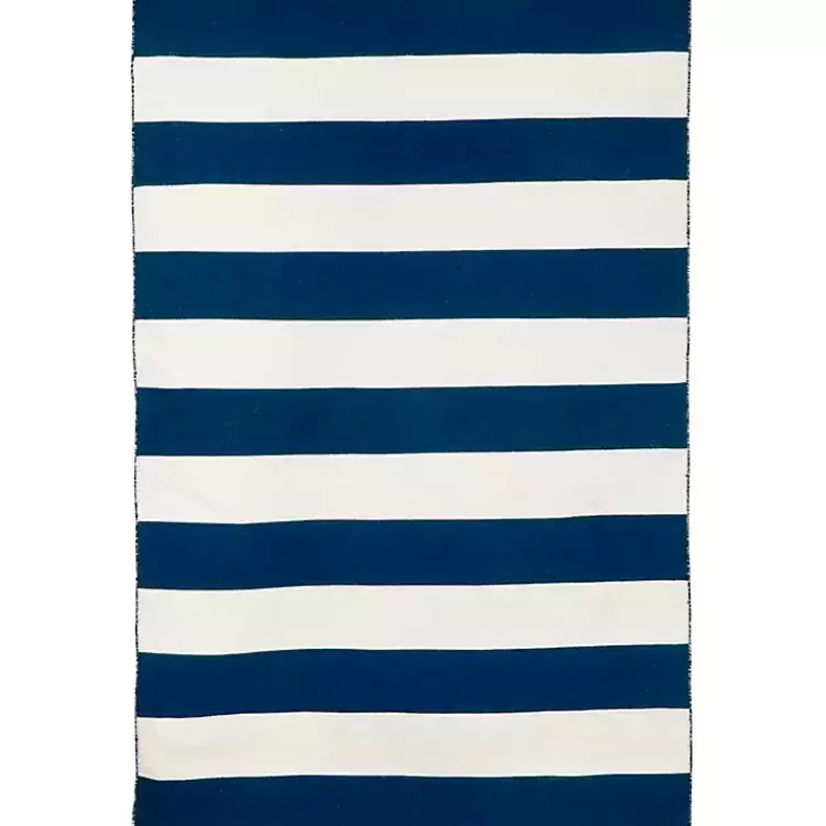 Navy Cabana Stripe Indoor/Outdoor Area Rug, 5x7>Kirklands Home Outlet