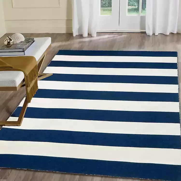 Navy Cabana Stripe Indoor/Outdoor Area Rug, 3x5>Kirklands Home Best