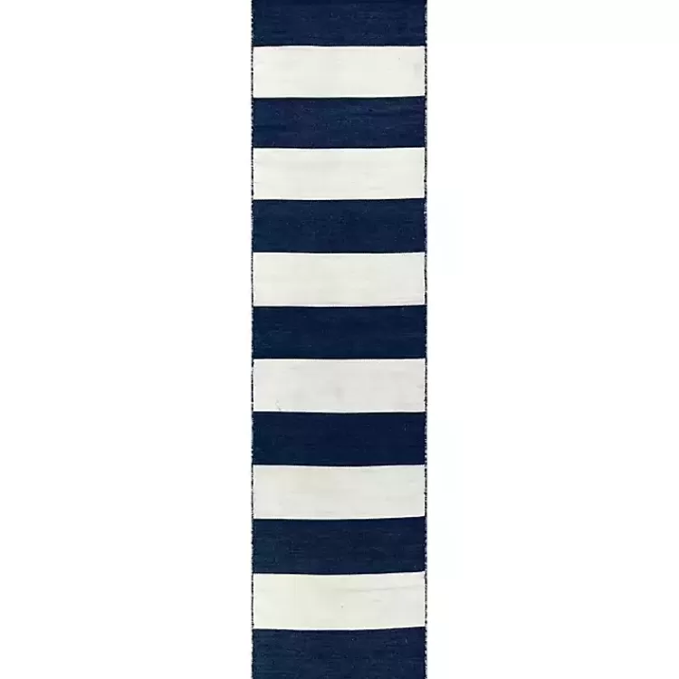 Navy Cabana Stripe Indoor/Outdoor Runner, 2x8>Kirklands Home New