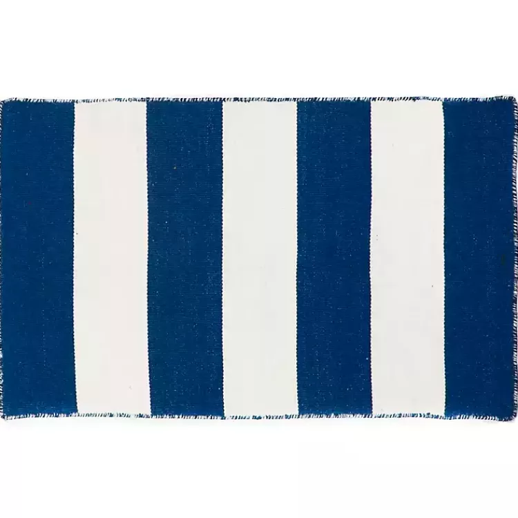 Navy Cabana Stripe Indoor/Outdoor Scatter Rug>Kirklands Home Shop