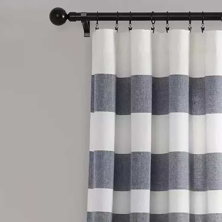 Navy Cape Cod Stripe Curtain Panel Set, 84 in.>Kirklands Home Fashion