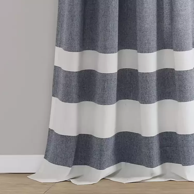 navy_cape_cod_stripe_curtain_panel_set__in_2.webp Navy Cape Cod Stripe Curtain Panel Set, 84 in.>Kirklands Home Fashion