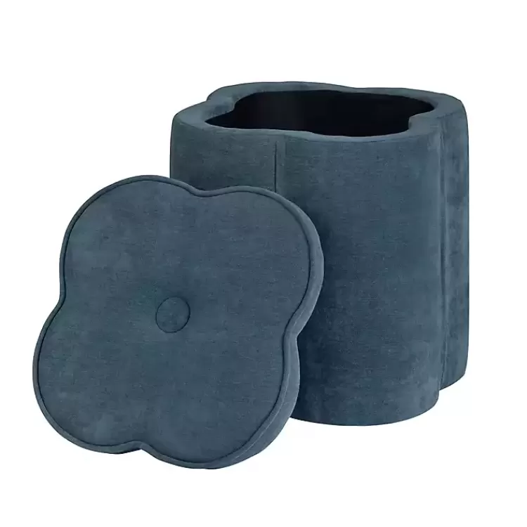 Navy Chenille Flower Storage Ottoman>Kirklands Home Best