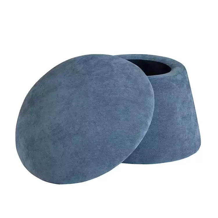 Navy Chenille Mushroom Storage Ottoman>Kirklands Home New