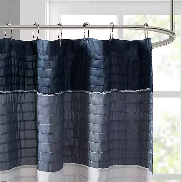 Navy Colorblock Silky Shower Curtain>Kirklands Home Best
