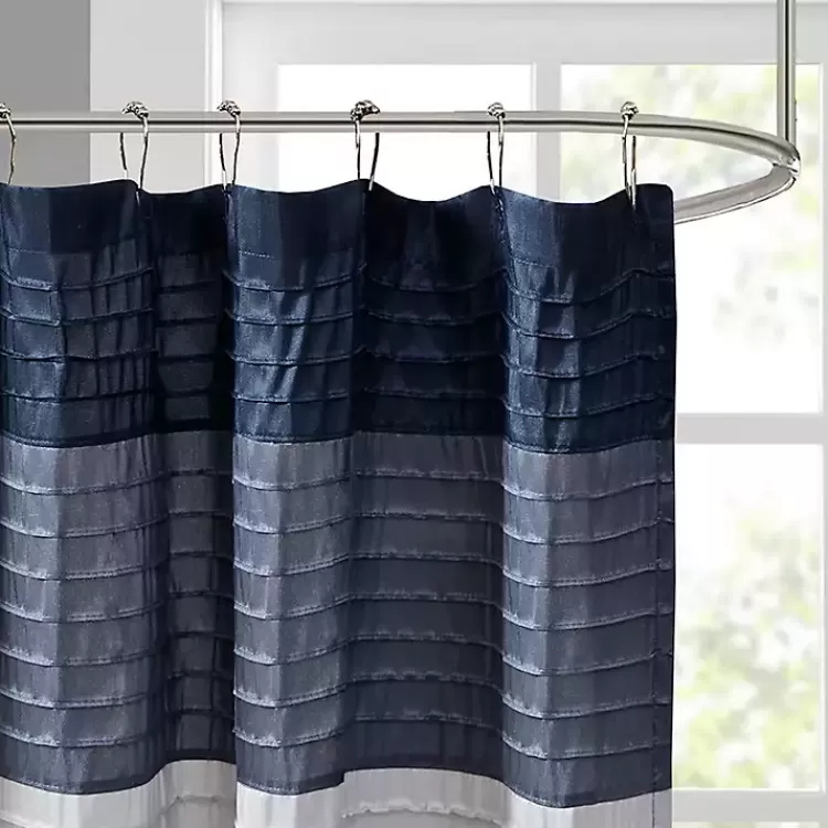 Navy Colorblock Silky Shower Curtain>Kirklands Home Best