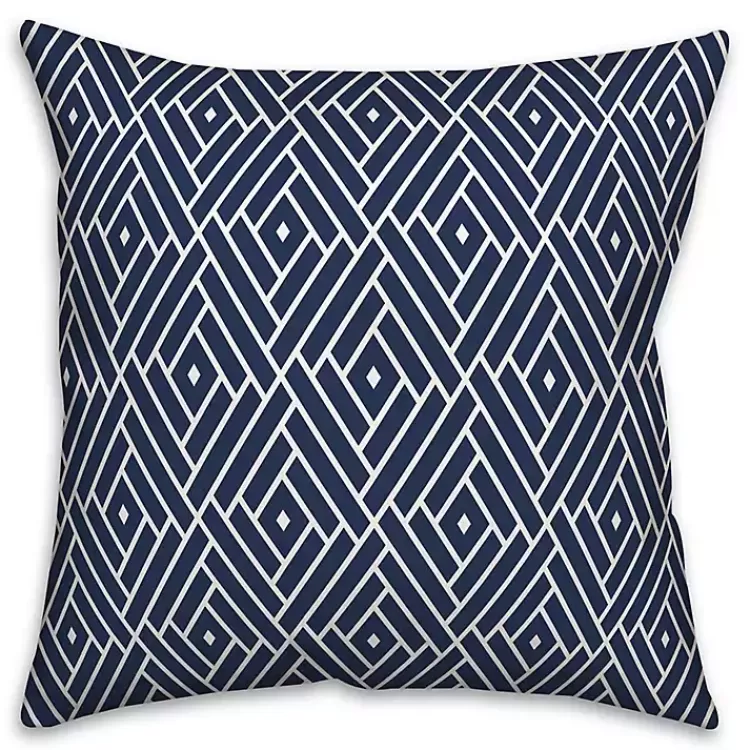 Navy Diamond Geo Outdoor Pillow>Kirklands Home Sale