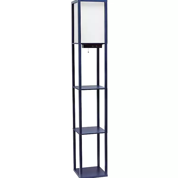 Navy Etagere Shelf Charging Floor Lamp>Kirklands Home Store