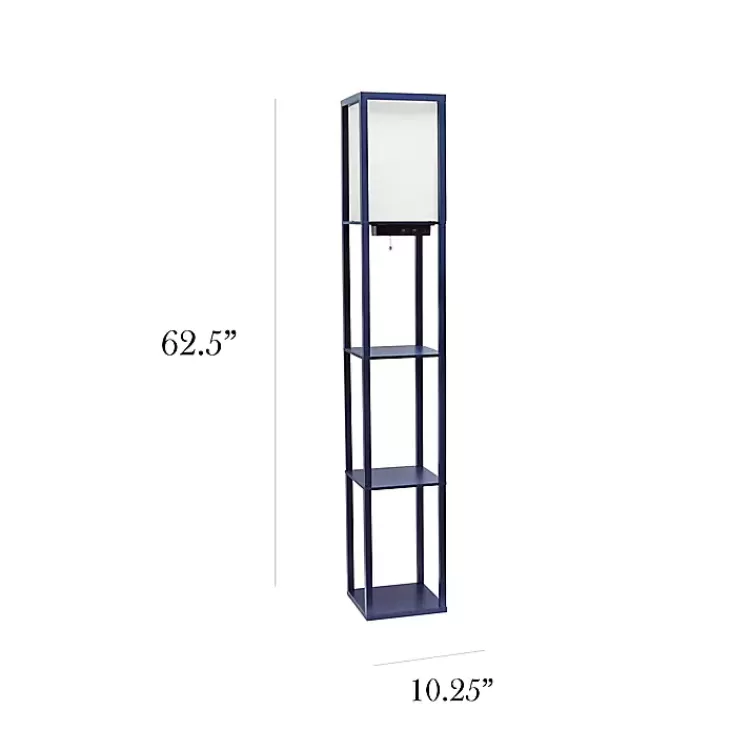 Navy Etagere Shelf Charging Floor Lamp>Kirklands Home Store