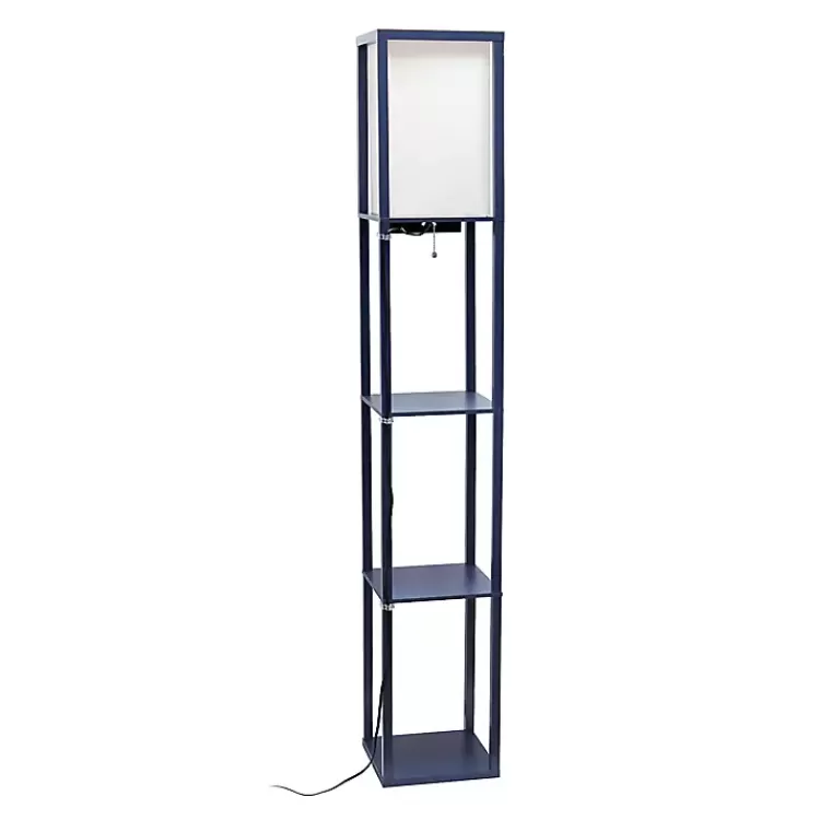 Navy Etagere Shelf Charging Floor Lamp>Kirklands Home Store