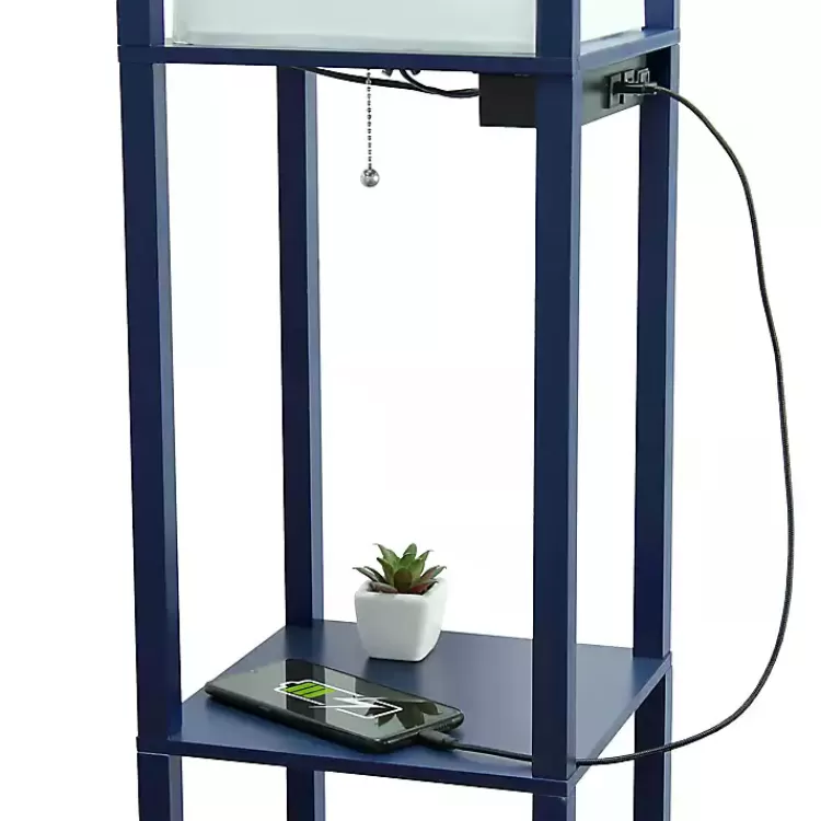 Navy Etagere Shelf Charging Floor Lamp>Kirklands Home Store