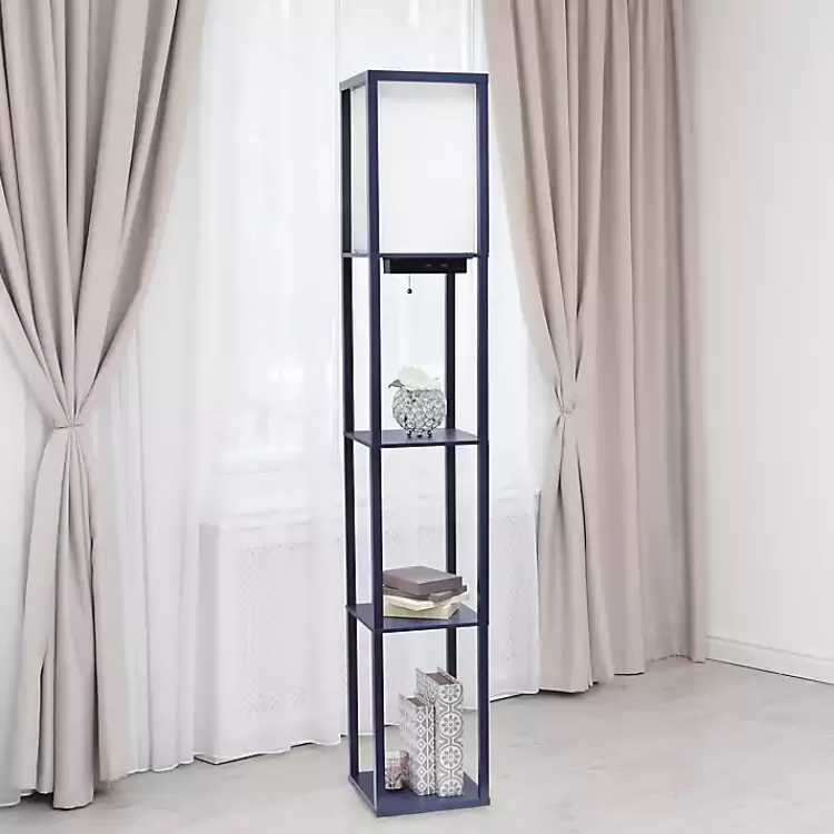 Navy Etagere Shelf Charging Floor Lamp>Kirklands Home Store