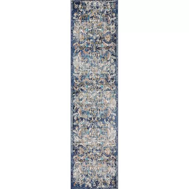 Navy Faded Floral Area Rug, 2x9>Kirklands Home Clearance