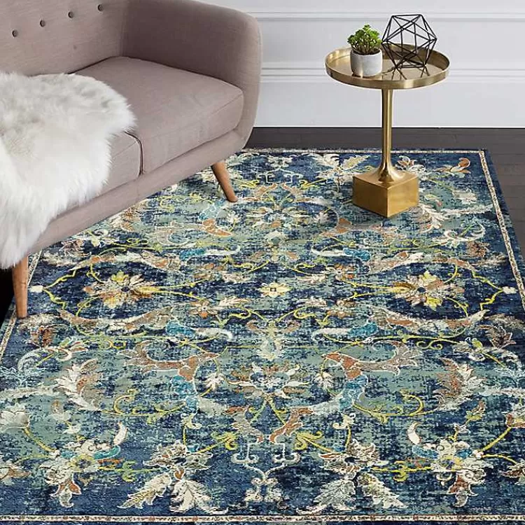 Navy Faded Floral Area Rug, 4x6>Kirklands Home New