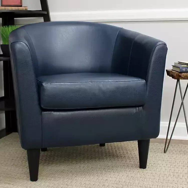 Navy Faux Leather Winslow Accent Chair>Kirklands Home Fashion