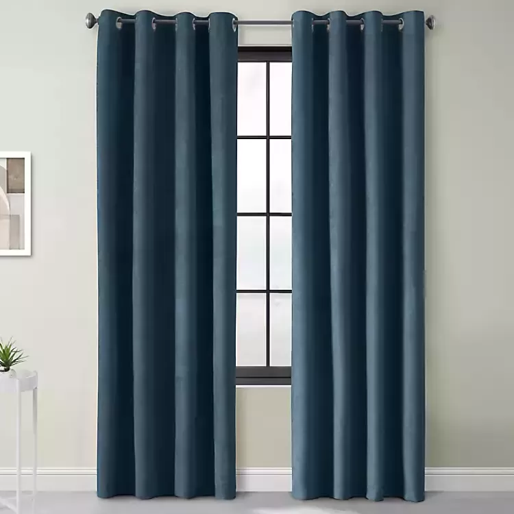 Navy Faux Suede Blackout Curtain Panel, 63 in.>Kirklands Home Online