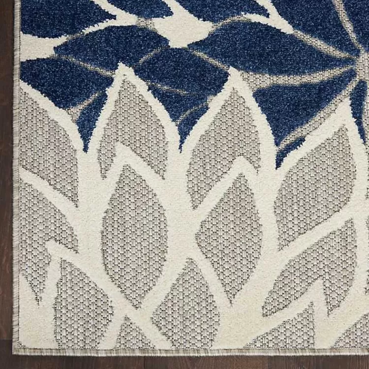 Navy Floral Burst Outdoor Area Rug, 5x7>Kirklands Home Cheap
