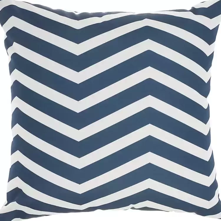 Navy Floral Chevron Outdoor Throw Pillow>Kirklands Home Cheap