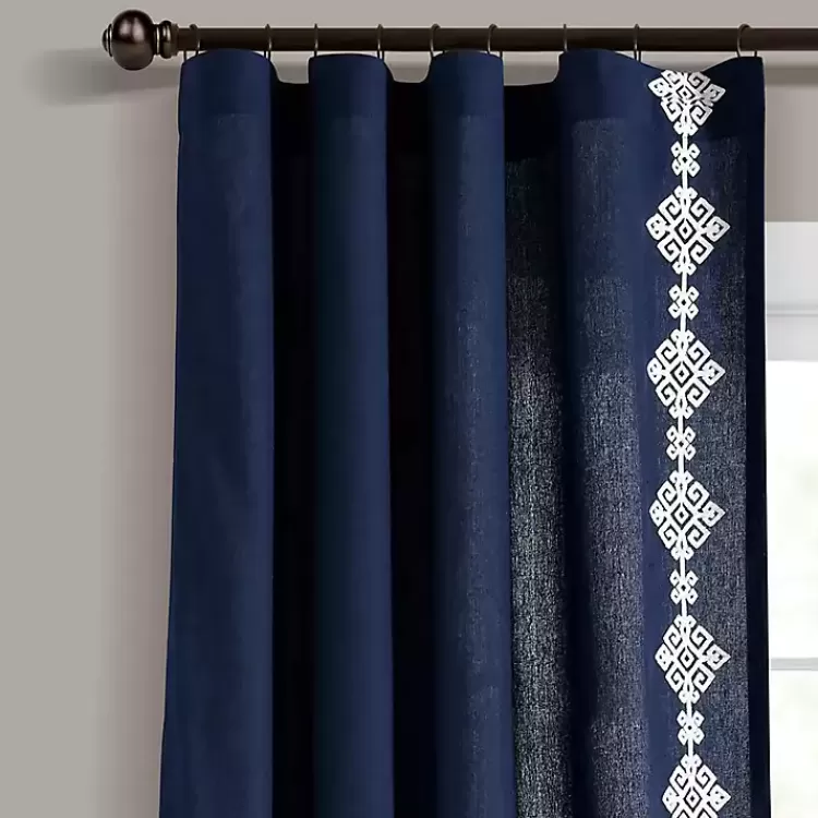 Navy Geometric Border Curtain Panel, 84 in.>Kirklands Home Clearance