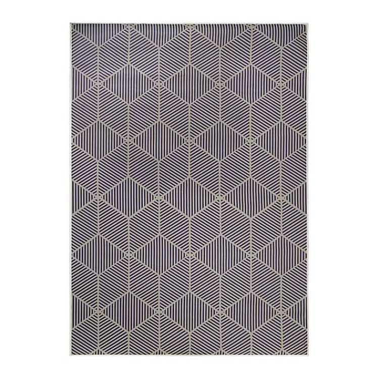 Navy Geometric Washable Area Rug, 5x7>Kirklands Home Shop