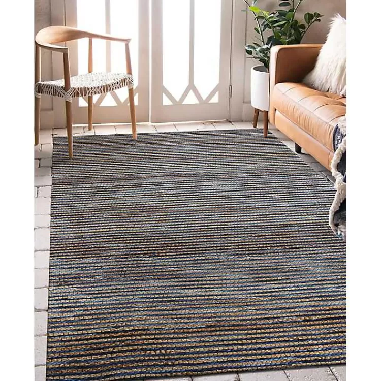 Navy Jute and Wool Woven Area Rug, 5x8>Kirklands Home Sale