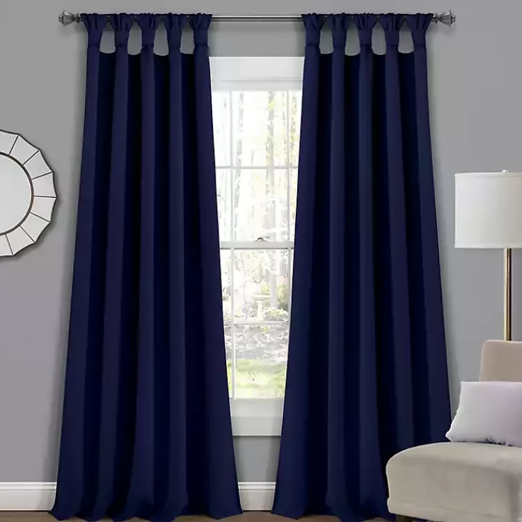 Navy Knotted Curtain Panel Set, 84 in.>Kirklands Home Best