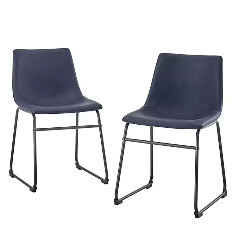 Navy Leather Industrial Dining Chairs, Set of 2>Kirklands Home Store