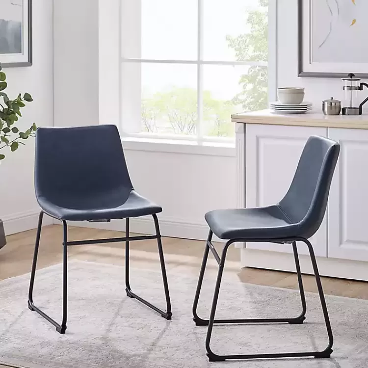 Navy Leather Industrial Dining Chairs, Set of 2>Kirklands Home Store