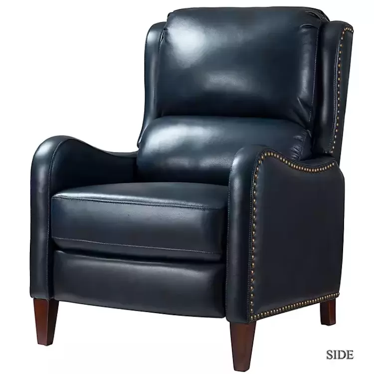 Navy Leather Nailhead Traditional Recliner>Kirklands Home Sale