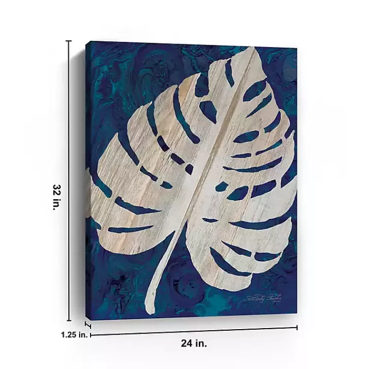 navy_monstera_leaf_giclee_canvas_art_print_2.webp Navy Monstera Leaf Giclee Canvas Art Print>Kirklands Home Hot