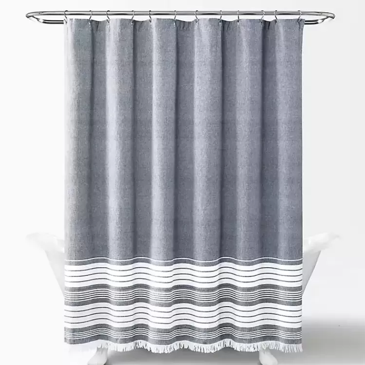Navy Nantucket Tassel Fringe Shower Curtain>Kirklands Home New