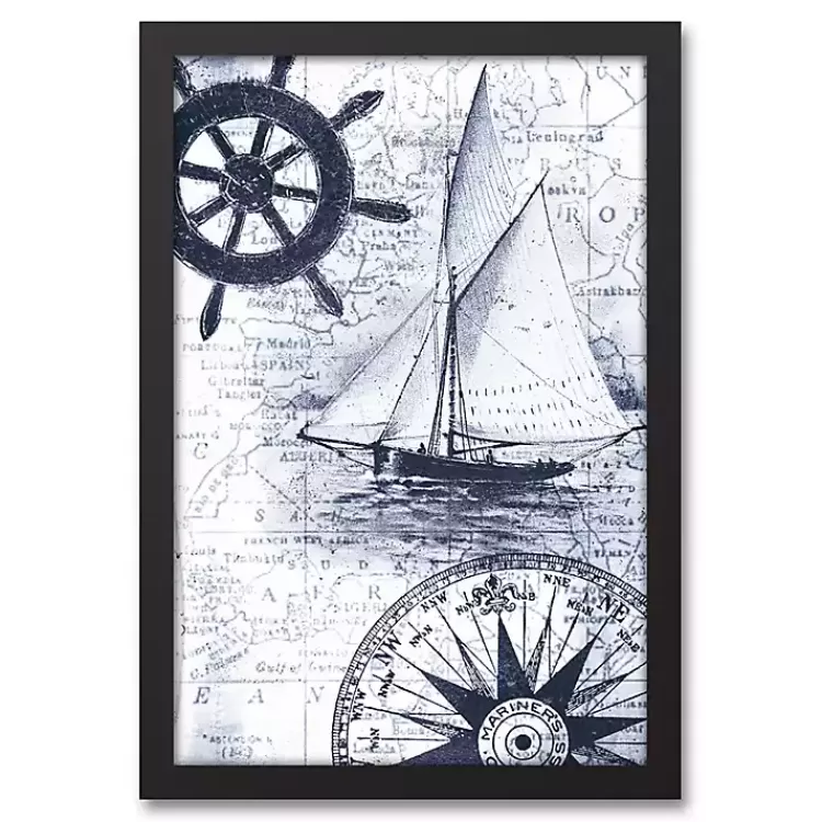 Navy Nautical Framed Canvas Art Print>Kirklands Home Cheap
