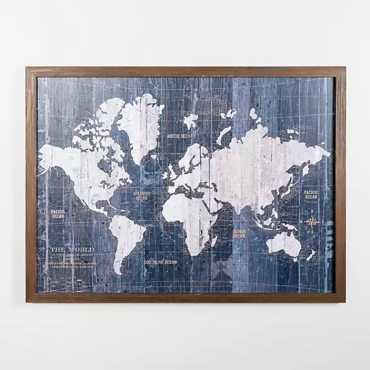 Navy Old World Map Framed Art Print>Kirklands Home Best