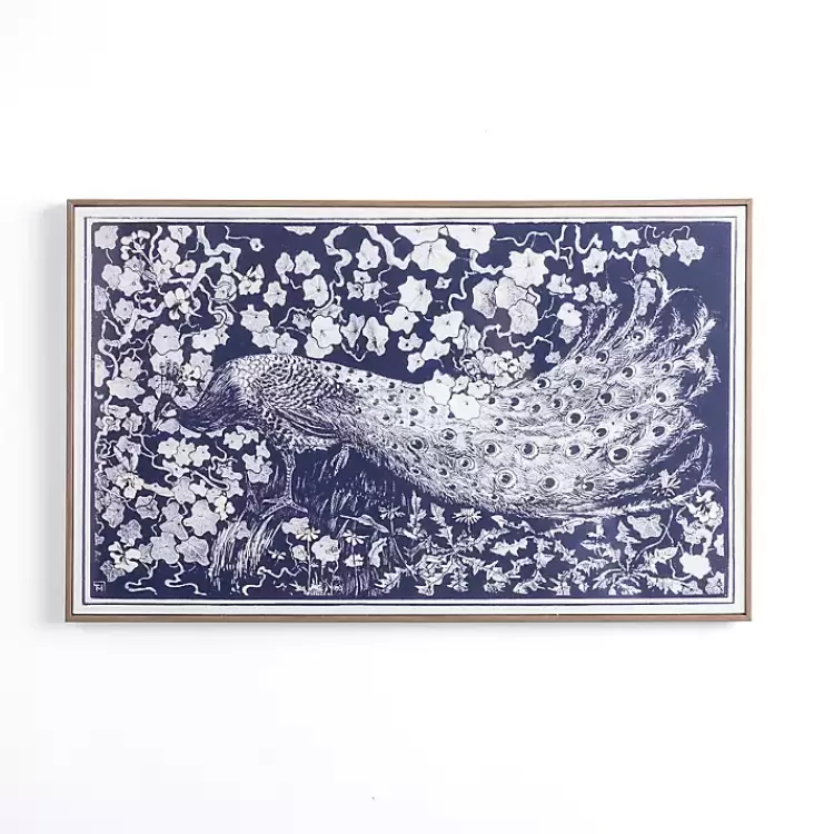 Navy Peacock Framed Art Print>Kirklands Home Sale