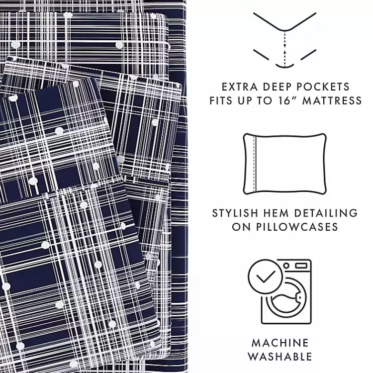 navy_plaid_polka_dot_pc_twin_sheet_set_5.webp Navy Plaid Polka Dot 3-pc. Twin Sheet Set>Kirklands Home Best Sale
