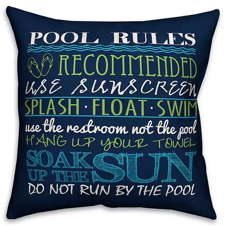 Navy Pool Rules Outdoor Pillow>Kirklands Home New