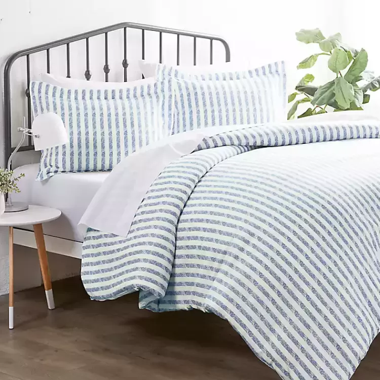 Navy Rugged Stripes Puffed 3-pc. King Duvet Set>Kirklands Home Cheap