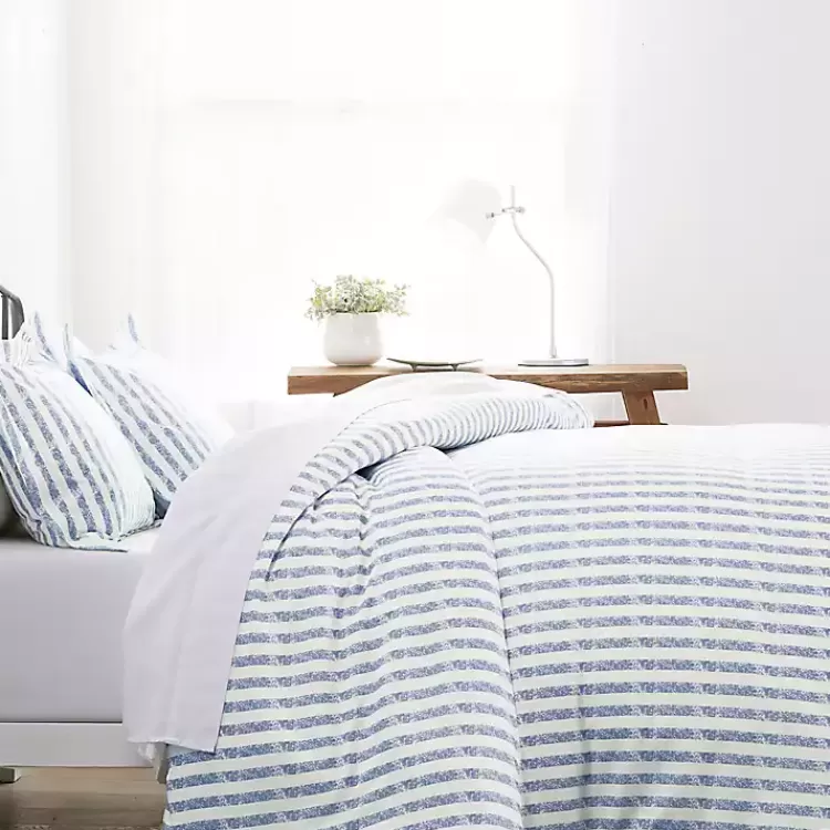 Navy Rugged Stripes Puffed 3-pc. Queen Duvet Set>Kirklands Home Cheap