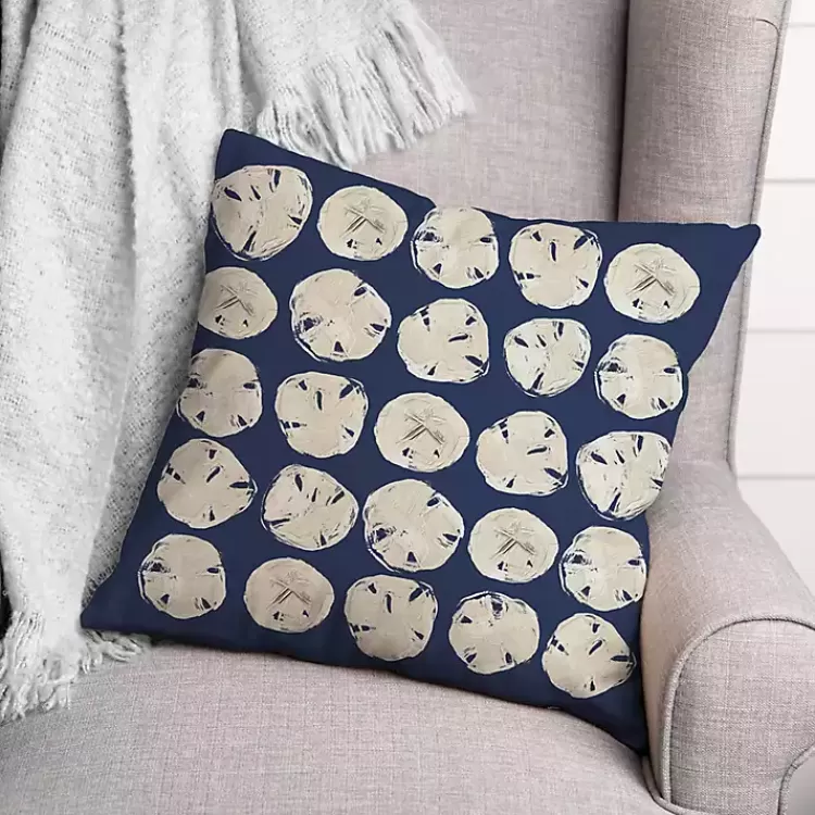 Navy Sand Dollar Outdoor Throw Pillow>Kirklands Home Hot