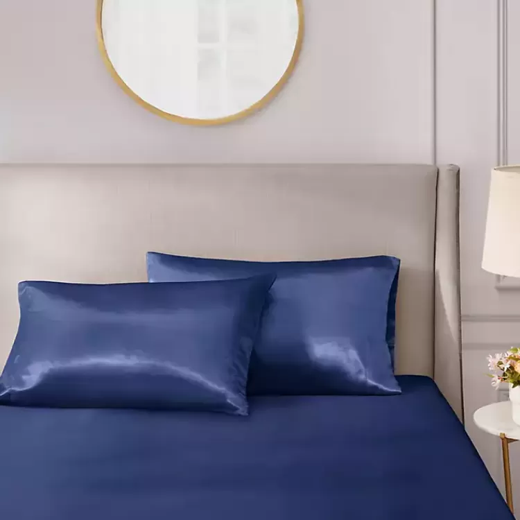 Navy Satin Standard 2-pc. Pillow Case Set>Kirklands Home Discount