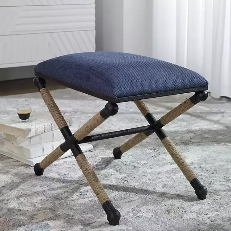 Navy Seat and Black Metal Ottoman>Kirklands Home Hot