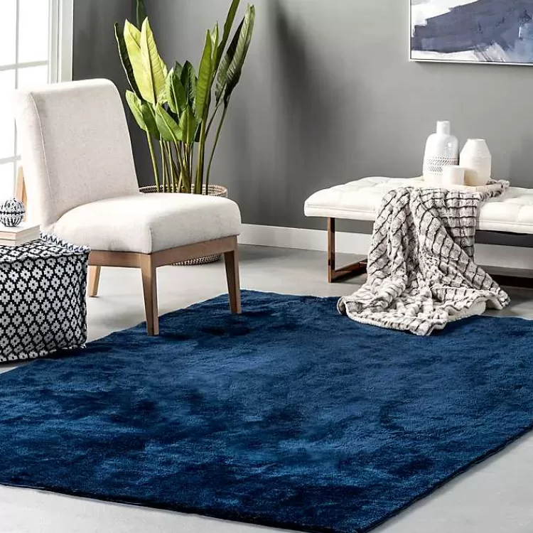 Navy Shag Washable Area Rug, 5x8>Kirklands Home Best