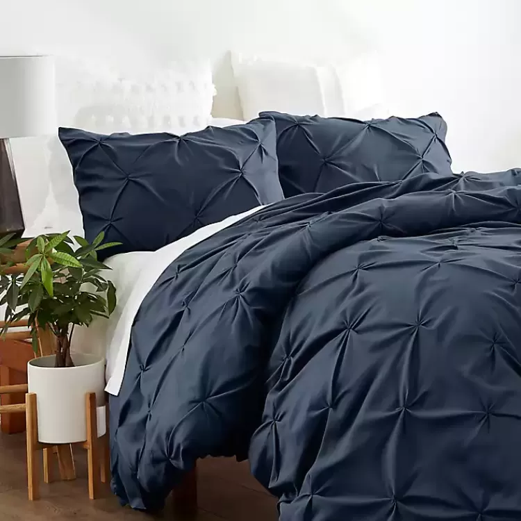 Navy Soft Pinched 3-pc. Twin Duvet Cover Set>Kirklands Home Best Sale