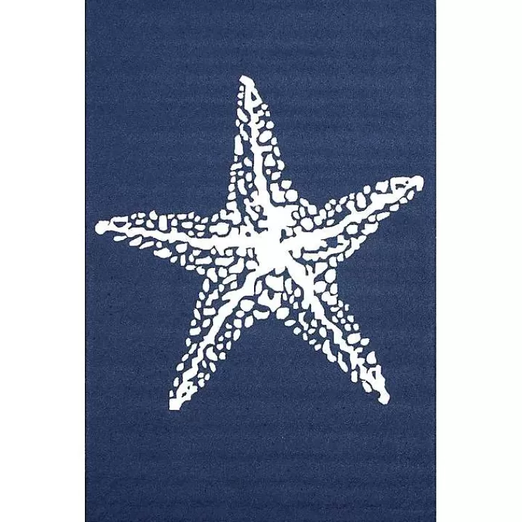 Navy Starfish Hooked Indoor/Outdoor Area Rug, 5x8>Kirklands Home Online
