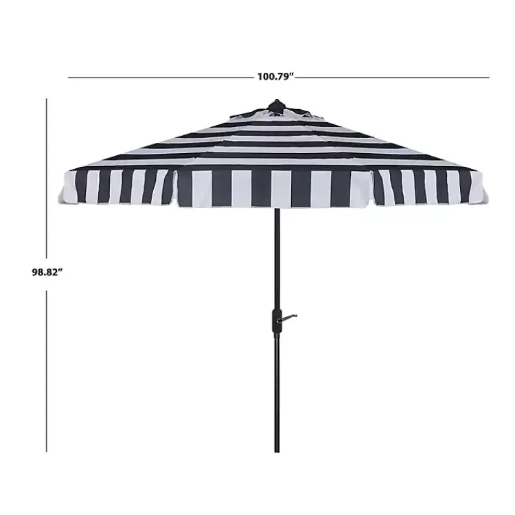navy_stripe_auto_tilt__ft_outdoor_umbrella_3.webp Navy Stripe Auto Tilt 9 ft. Outdoor Umbrella>Kirklands Home Clearance