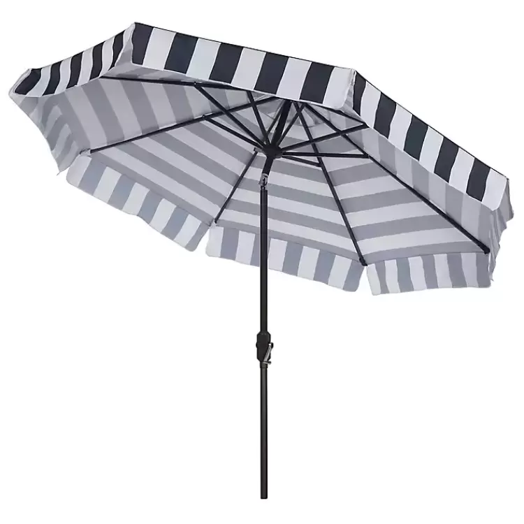 navy_stripe_auto_tilt__ft_outdoor_umbrella_5.webp Navy Stripe Auto Tilt 9 ft. Outdoor Umbrella>Kirklands Home Clearance