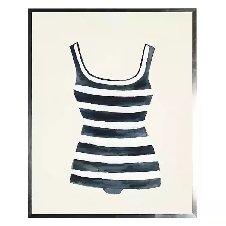 Navy Striped Bathing Suit Framed Art Print>Kirklands Home Discount