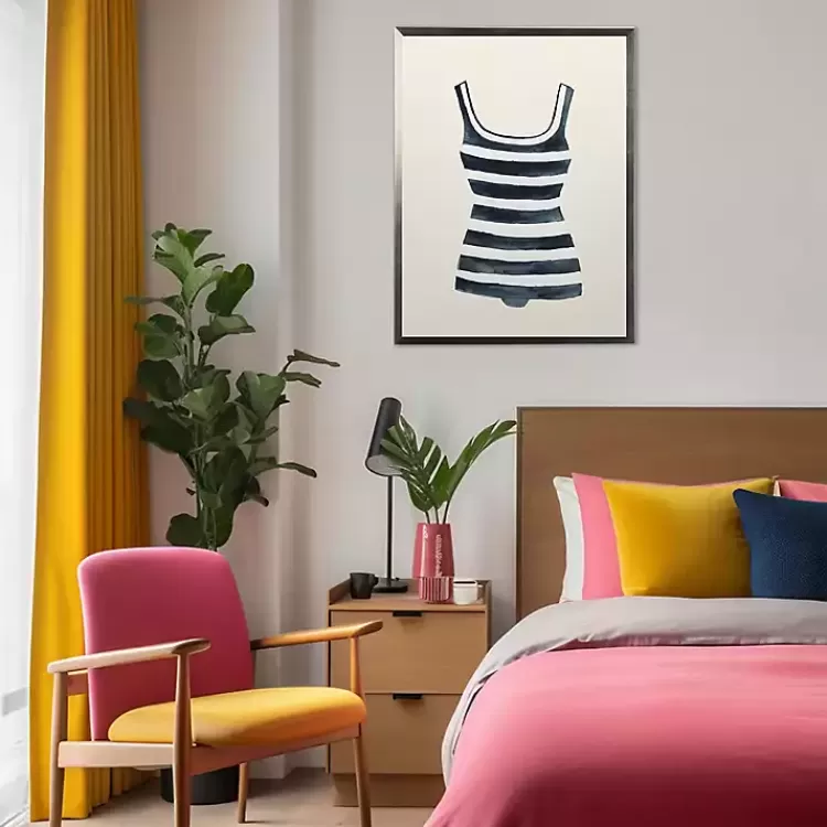Navy Striped Bathing Suit Framed Art Print>Kirklands Home Discount