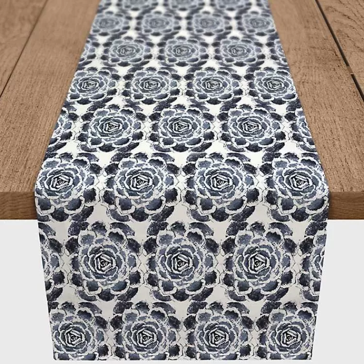 Navy Succulent Pattern Table Runner>Kirklands Home Outlet