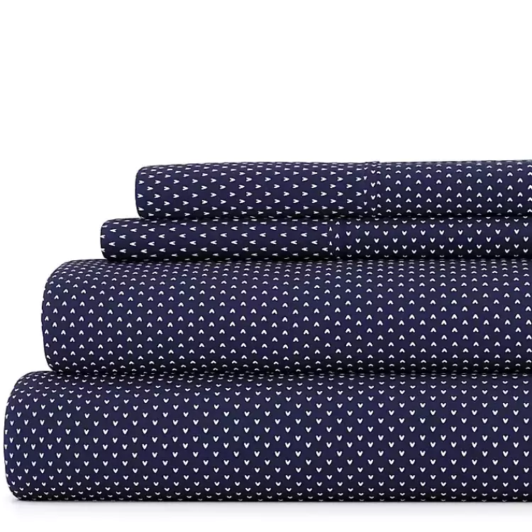Navy Tiny Hearts 3-pc. Twin Sheet Set>Kirklands Home Shop